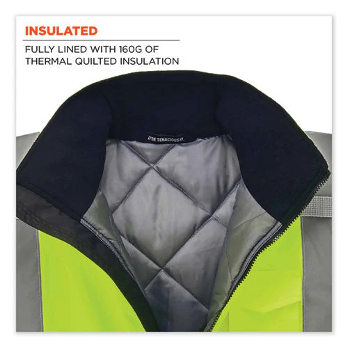 Glowear 8377 Class 3 Hi-vis Quilted Bomber Jacket, Lime, 4x-large, Ships In 1-3 Business Days - Image 2