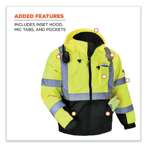Glowear 8377 Class 3 Hi-vis Quilted Bomber Jacket, Lime, 4x-large, Ships In 1-3 Business Days - Image 3