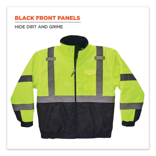 Glowear 8377 Class 3 Hi-vis Quilted Bomber Jacket, Lime, 5x-large, Ships In 1-3 Business Days - Image 2