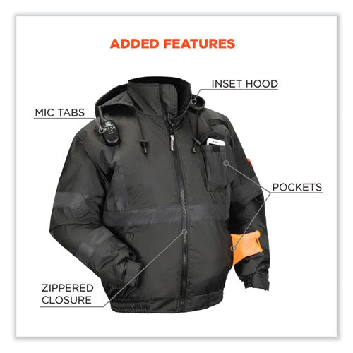 Glowear 8377ev Non-certified Hi-vis Quilted Bomber Jacket, Black, Small, Ships In 1-3 Business Days - Image 3