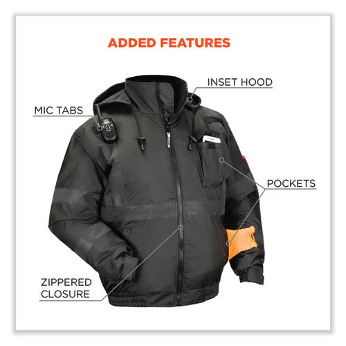 Glowear 8377ev Non-certified Hi-vis Quilted Bomber Jacket, Black, Medium, Ships In 1-3 Business Days - Image 2