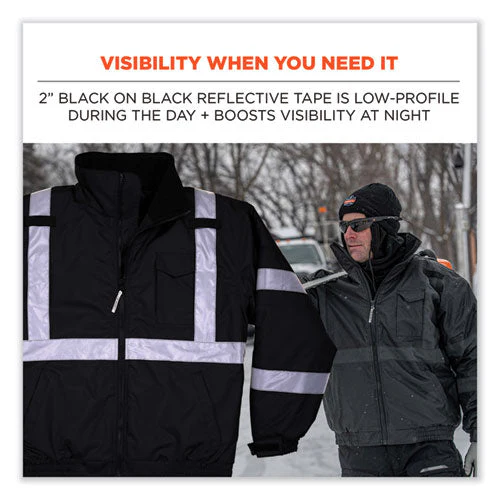Glowear 8377ev Non-certified Hi-vis Quilted Bomber Jacket, Black, X-large, Ships In 1-3 Business Days - Image 2