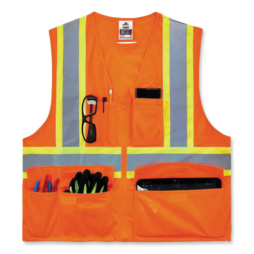 Glowear 8235zx Class 2 Two-tone X-back Vest, Polyester, 2x-large/3x-large, Orange, Ships In 1-3 Business Days - Image 3