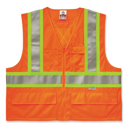 Glowear 8235zx Class 2 Two-tone X-back Vest, Polyester, 4x-large/5x-large, Orange, Ships In 1-3 Business Days - Image 1