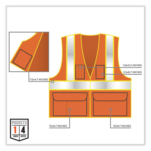 Glowear 8235zx Class 2 Two-tone X-back Vest, Polyester, 4x-large/5x-large, Orange, Ships In 1-3 Business Days - Image 2