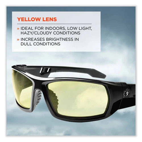 Skullerz Odin Safety Glasses, Black Nylon Impact Frame, Yellow Polycarbonate Lens, Ships In 1-3 Business Days - Image 2