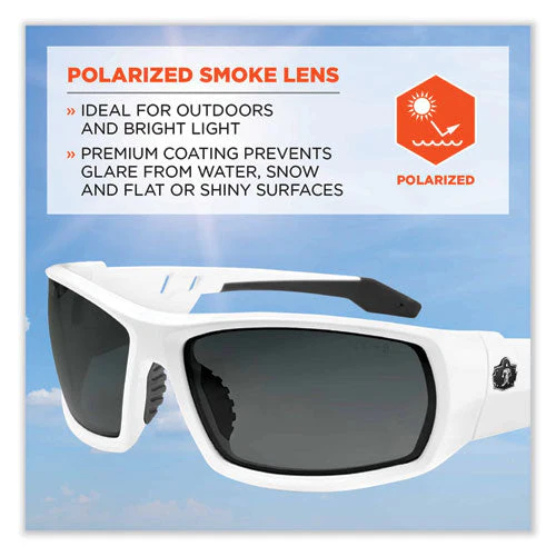 Skullerz Odin Safety Glasses, White Nylon Impact Frame, Polarized Smoke Polycarbonate Lens, Ships In 1-3 Business Days - Image 2