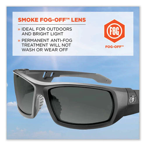 Skullerz Odin Safety Glasses, Matte Black Nylon Impact Frame, Anti-fog Smoke Polycarbonate Lens, Ships In 1-3 Business Days - Image 2