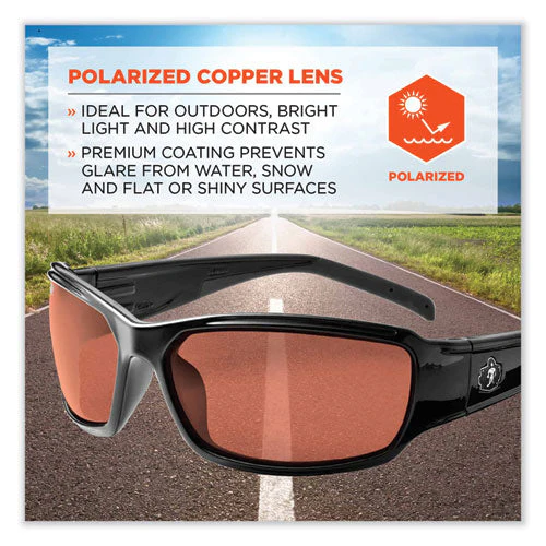 Skullerz Thor Safety Glasses, Black Nylon Impact Frame, Polarized Copper Polycarbonate Lens, Ships In 1-3 Business Days - Image 2