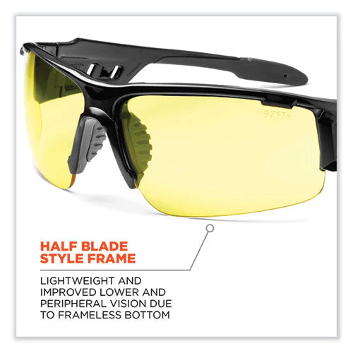 Skullerz Dagr Safety Glasses, Black Nylon Impact Frame, Yellow Polycarbonate Lens, Ships In 1-3 Business Days - Image 3