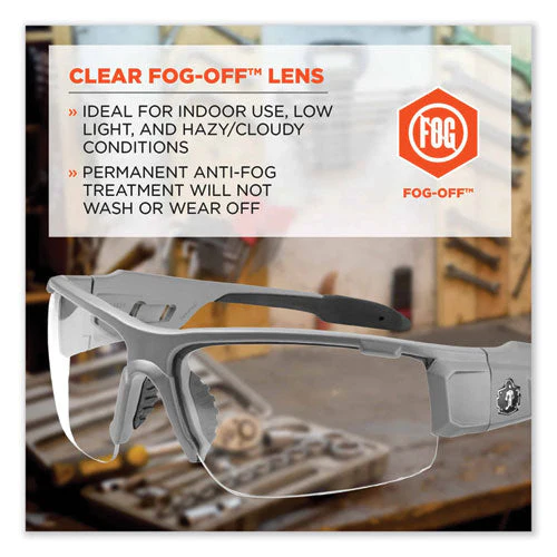 Skullerz Dagr Safety Glasses, Matte Gray Nylon Impact Frame, Anti-fog Clear Polycarbonate Lens, Ships In 1-3 Business Days - Image 3