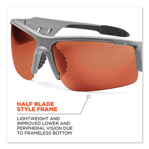 Skullerz Dagr Safety Glasses, Matte Gray Nylon Impact Frame, Polarized Copper Polycarbonate Lens, Ships In 1-3 Business Days - Image 2