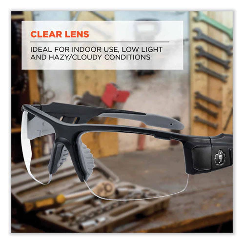 Skullerz Dagr Safety Glasses, Matte Black Nylon Impact Frame, Clear Polycarbonate Lens, Ships In 1-3 Business Days - Image 3