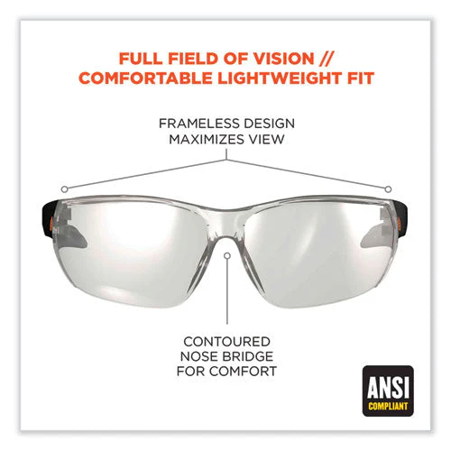 Skullerz Vali Frameless Safety Glasses, Black Nylon Impact Frame, Indoor/outdoor Polycarb Lens, Ships In 1-3 Business Days - Image 2