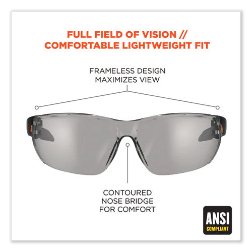 Skullerz Vali Frameless Safety Glasses, Black Nylon Impact Frame, Antifog Indr/outdr Polycarb Lens,ships In 1-3 Business Days - Image 3