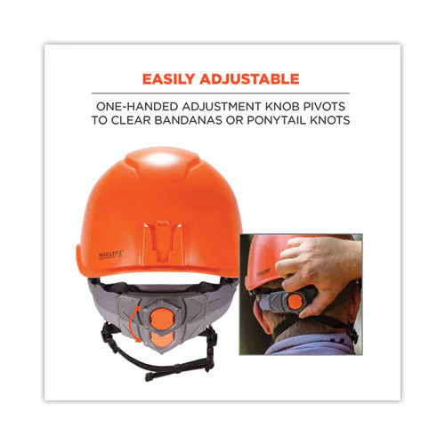 Skullerz 8974led Class E Safety Helmet W/8981 Universal Led Headlamp, 6-pt Ratchet Susp, Orange, Ships In 1-3 Business Days - Image 3
