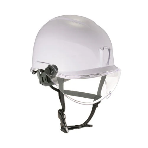 Skullerz 8974v Class E Safety Helmet W/8991 Visor Kit, Clear Lens, 6-pt Ratchet Suspension, White, Ships In 1-3 Business Days - Image 1