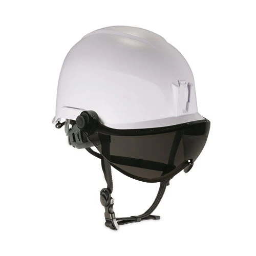 Skullerz 8974v Class E Safety Helmet W/8991 Visor Kit, Smoke Lens, 6-pt Ratchet Suspension, White, Ships In 1-3 Business Days - Image 1