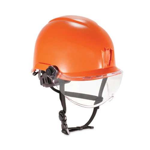Skullerz 8974v Class E Safety Helmet W/8991 Visor Kit, Clear Lens, 6-pt Ratchet Suspension, Orange,ships In 1-3 Business Days - Image 1