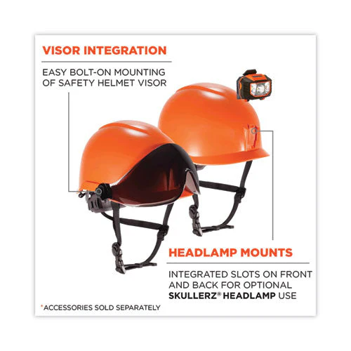 Skullerz 8974v Class E Safety Helmet W/8991 Visor Kit, Smoke Lens, 6-pt Ratchet Suspension, Orange,ships In 1-3 Business Days - Image 2