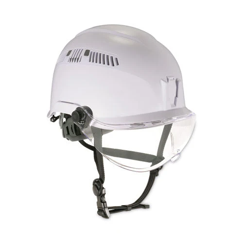 Skullerz 8975v Class C Safety Helmet W/8991 Visor Kit, Clear Lens, 6-pt Ratchet Suspension, White, Ships In 1-3 Business Days - Image 1