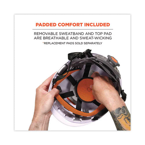 Skullerz 8975v Class C Safety Helmet W/8991 Visor Kit, Clear Lens, 6-pt Ratchet Suspension, White, Ships In 1-3 Business Days - Image 2
