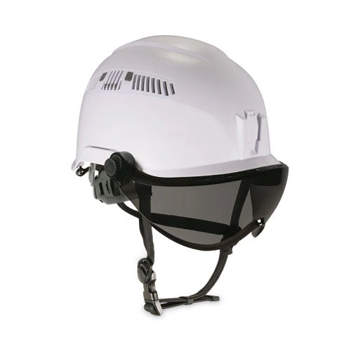 Skullerz 8975v Class C Safety Helmet W/8991 Visor Kit, Smoke Lens, 6-pt Ratchet Suspension, White, Ships In 1-3 Business Days - Image 1