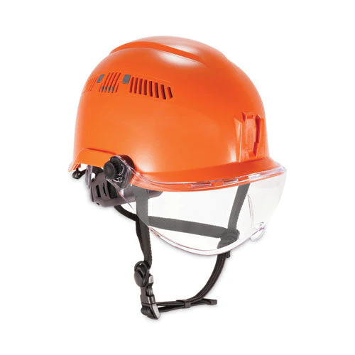 Skullerz 8975v Class C Safety Helmet W/8991 Visor Kit, Clear Lens, 6-pt Ratchet Suspension, Orange,ships In 1-3 Business Days - Image 1