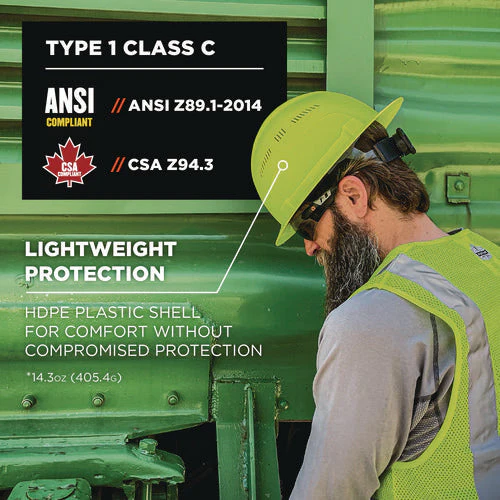 Skullerz 8968 Class C Lightweight Full Brim Hard Hat, Adjustable Venting, 6-pt Rachet Suspension, Lime, Ships In 1-3 Bus Days - Image 2