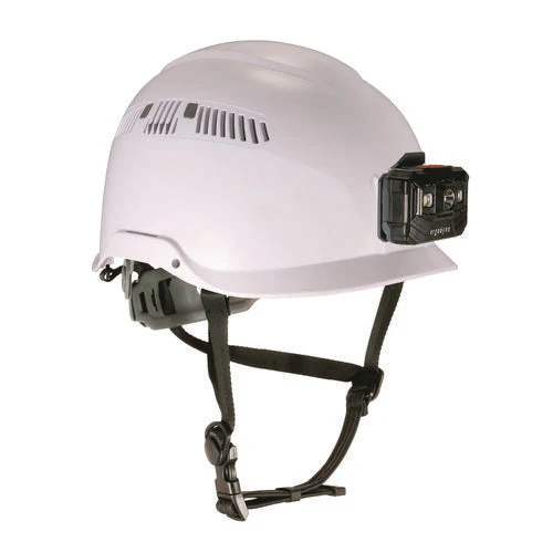 Class C Safety Helmet With Led Light And Adjustable Venting, 6-point Rachet Suspension, White, Ships In 1-3 Business Days - Image 1