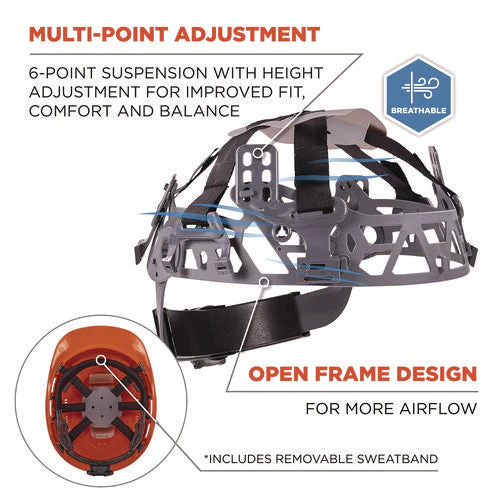 Skullerz 8966 Class C Lightweight Capstyle Hard Hat, Adjustable Venting, 6-pt Rachet Suspension, Orange,ships In 1-3 Bus Days - Image 3