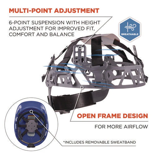 Skullerz 8967 Class E Lightweight Cap-style Hard Hat, 6-point Rachet Suspension, Blue, Ships In 1-3 Business Days - Image 2