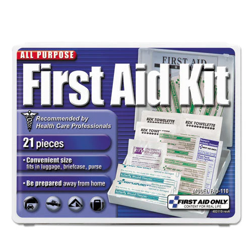 All-purpose First Aid Kit, 21 Pieces, 4.75 X 3, Plastic Case - Image 1