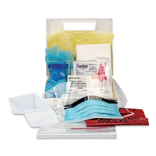 Bloodborne Pathogen Spill Clean Up Kit With Cpr Pack, 31 Pieces, Plastic Case - Image 1