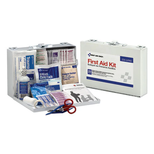 First Aid Kit For 25 People, 104 Pieces, Osha Compliant, Metal Case - Image 1