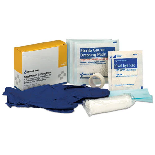 Small Wound Dressing Kit, Includes Gauze, Tape, Gloves, Eye Pads, Bandages - Image 1