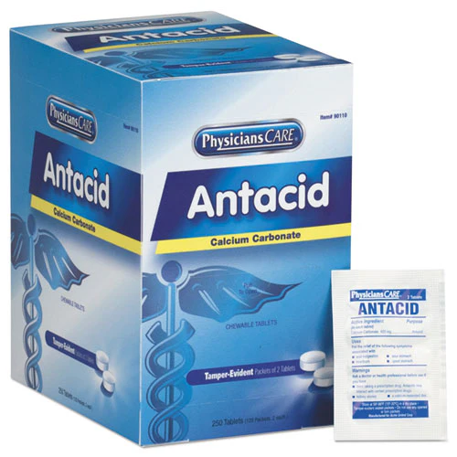 Over The Counter Antacid Medications For First Aid Cabinet, 2 Tablets/packet, 125 Packets/box - Image 1