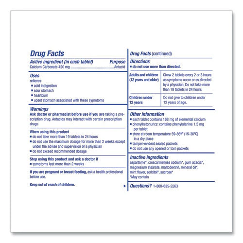 Over The Counter Antacid Medications For First Aid Cabinet, 2 Tablets/packet, 125 Packets/box - Image 2