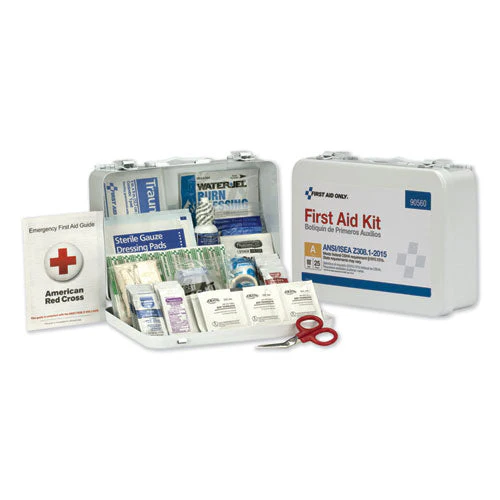 Ansi Class A 25 Person Bulk First Aid Kit For 25 People, 89 Pieces, Metal Case - Image 1