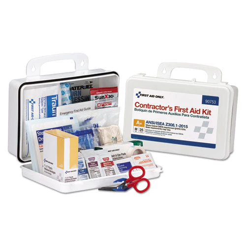 Contractor Ansi Class A+ First Aid Kit For 25 People, 128 Pieces, Plastic Case - Image 1