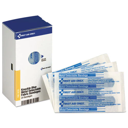 Smartcompliance Blue Metal Detectable Bandages, Knuckle, 1 X 3, 20/box - Image 1