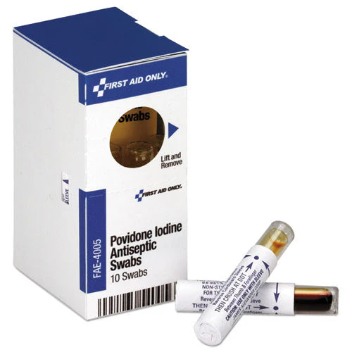 Povidone Iodine First Aid Antiseptic Swabs, 0.01 Oz, 10/box - Image 1
