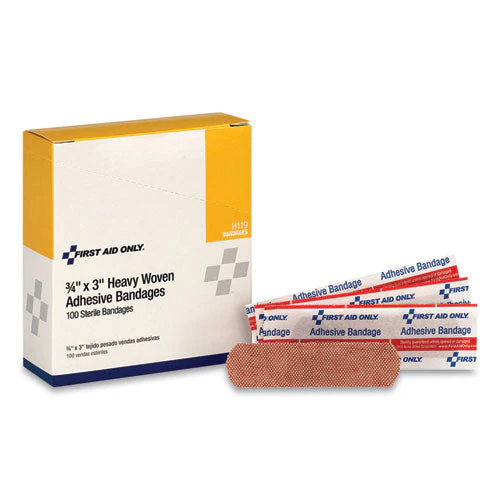Heavy Woven Adhesive Bandages, Strip, 0.75 X 3, 100/box - Image 1