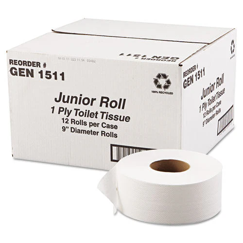 Jrt Jumbo Bath Tissue, Septic Safe, 1-ply, White, 3.3 X 1,200 Ft, 12 Rolls/carton - Image 2