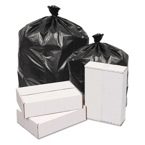 Waste Can Liners, 60 Gal, 40.64 Mic, 38" X 58", Black, 10 Bags/roll, 10 Rolls/carton - Image 1