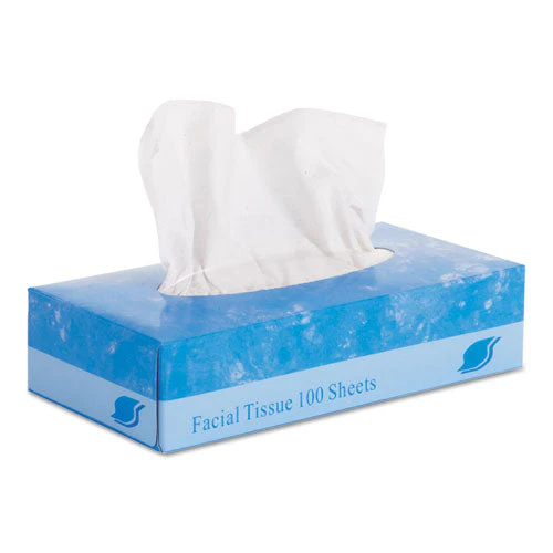 Facial Tissue,  2-ply, White, Flat Box, 100 Sheets/box, 30 Boxes/carton - Image 1