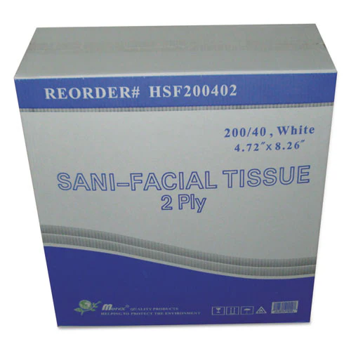 Sani Facial Tissue, 2-ply, White, 40 Sheets/box - Image 1