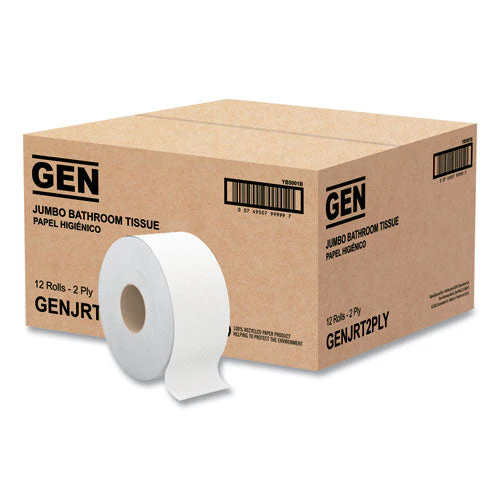 Jumbo Bath Tissue, Septic Safe, 2-ply, White, 3.5" X 750 Ft, 12/carton - Image 1