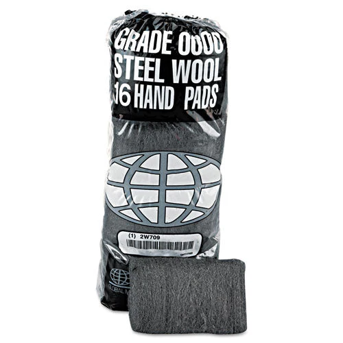 Industrial-quality Steel Wool Hand Pads, #0000 Super Fine, Steel Gray, 16 Pads/sleeve, 12 Sleeves/carton - Image 1