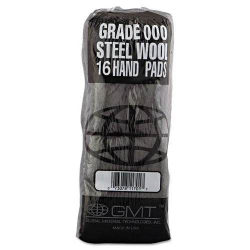 Industrial-quality Steel Wool Hand Pads, #000 Extra Fine, Steel Gray, 16 Pads/sleeve, 12 Sleeves/carton - Image 2
